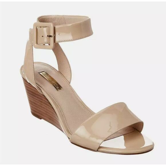 Louise et Cie Punya Wedge Sandals 10 Tan Patent Leather Travel Resort Cruise - Picture 1 of 8